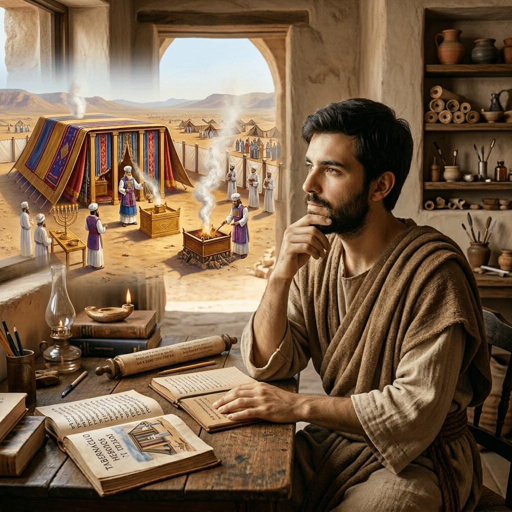 Ancient first-century setting with tabernacle background