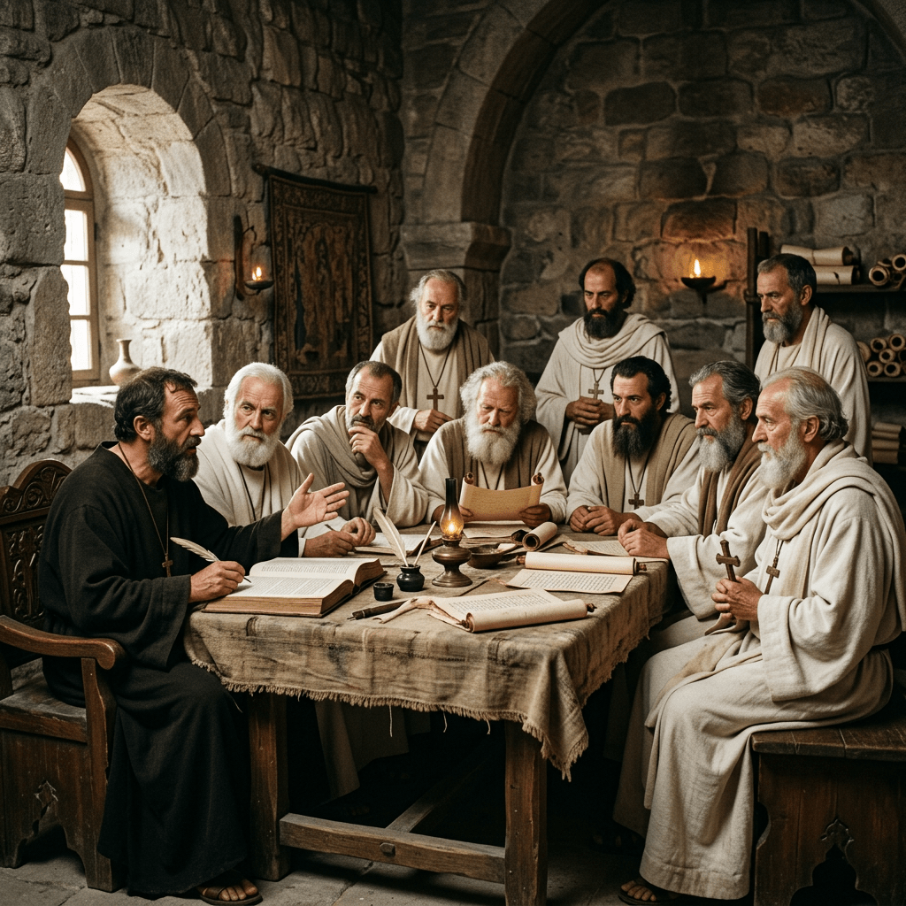 Early Christian Church Fathers gathered together