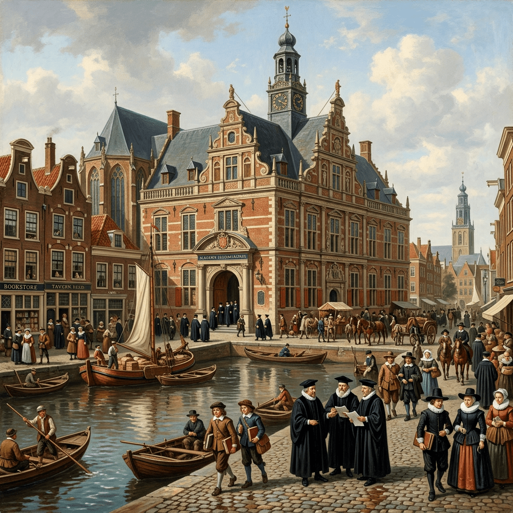 University of Leiden, early 17th century scene