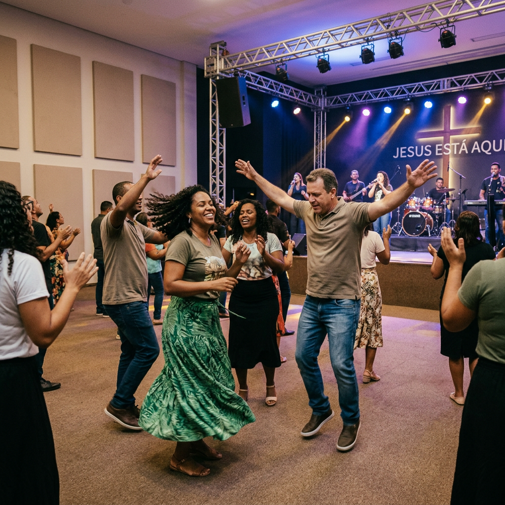Ecstatic dance in neopentecostal church service