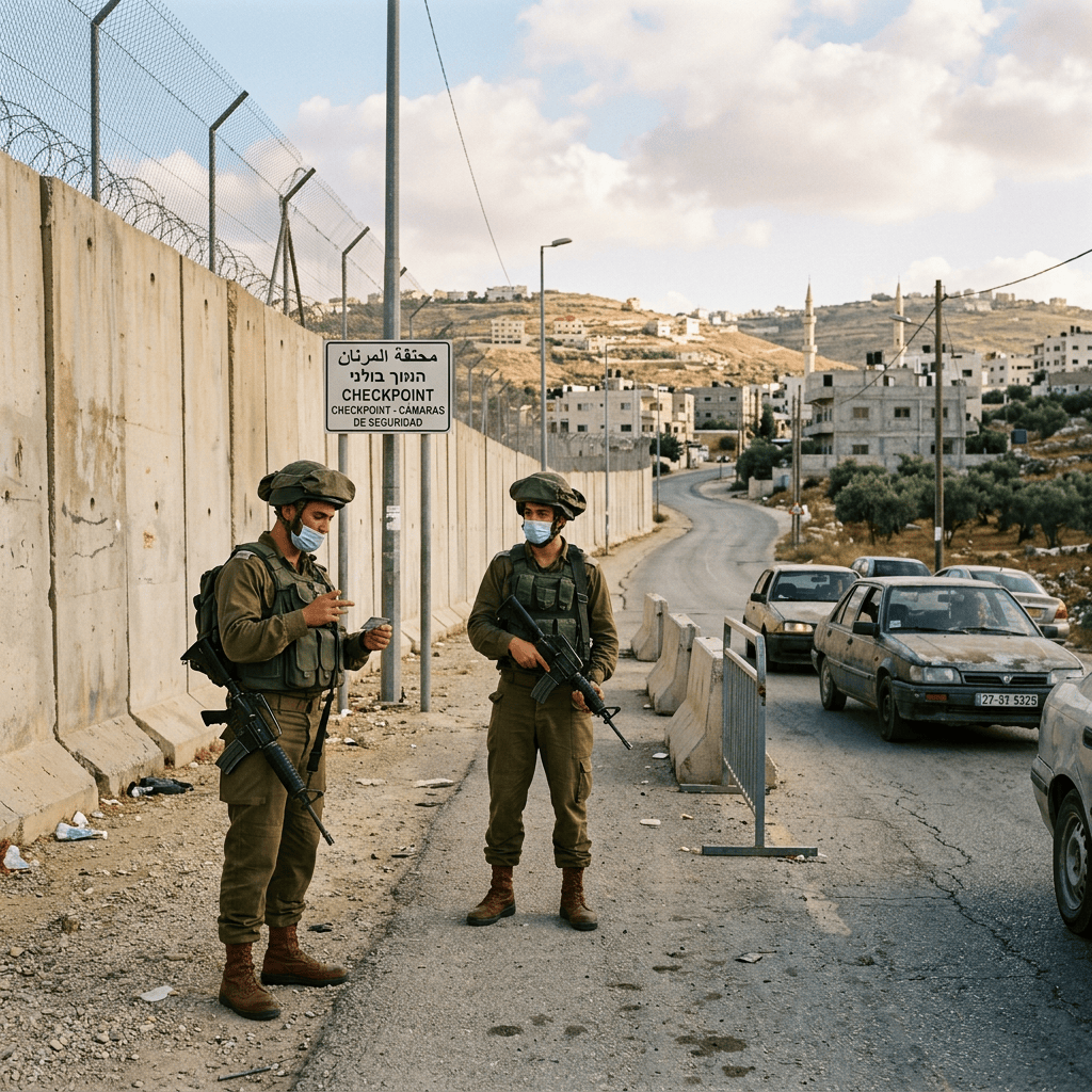 Cisjordania con soldados israelíes
